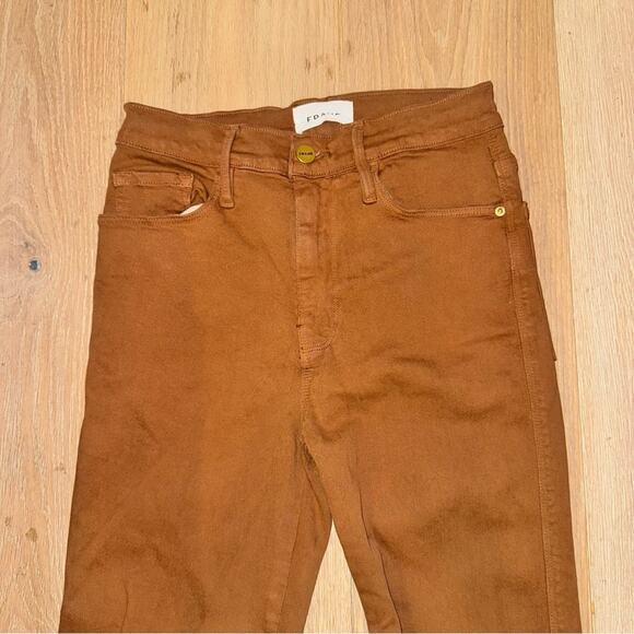 Frame Denim Le Sylvie Slender Straight Tobacco Brown Tan Coated 26 - Picture 5 of 11
